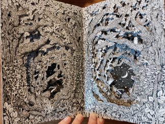 Two Badgers Beneath a Crescent Moon Altered Book