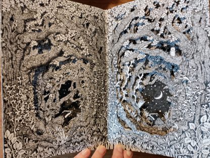 Two Badgers Beneath a Crescent Moon Altered Book