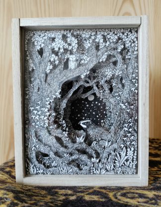 Badger Beneath the Moon box frame