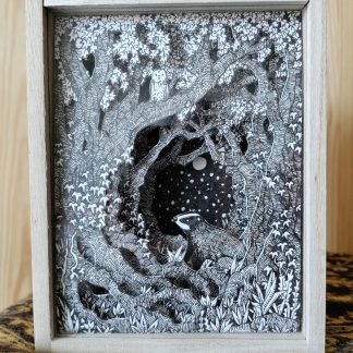 Badger Beneath the Moon box frame