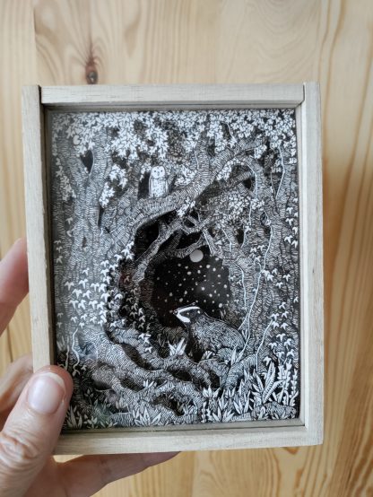 Badger Beneath the Moon box frame