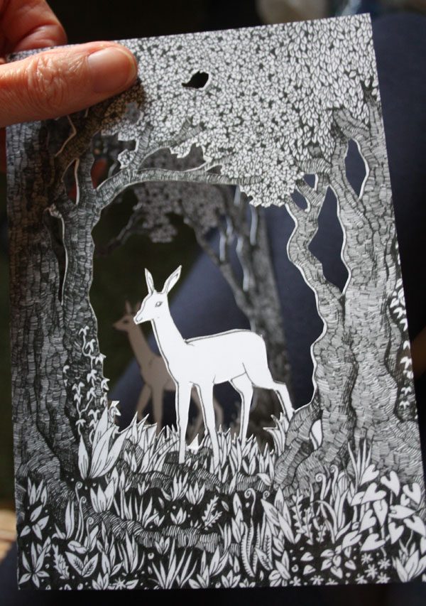 Page from printed papercut book