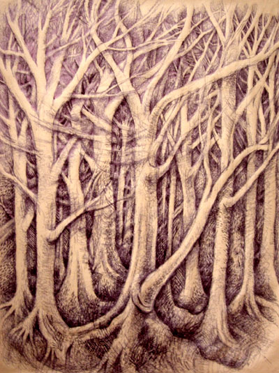 Forest on brown paper Forest on brown paper