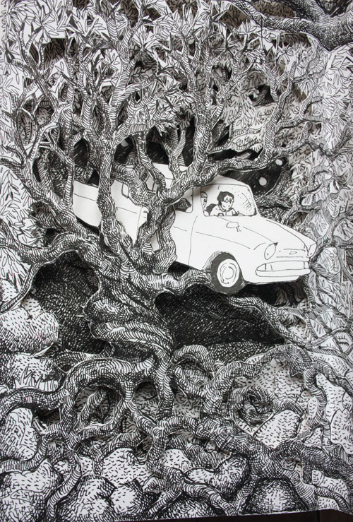 Harry Potter Ford Car in Whomping Willow