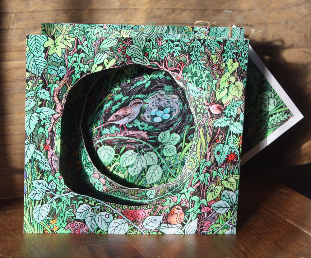 In the Hedge Papercut Concertina Card