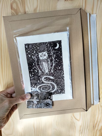 The Owl and the Snake - An Original Pen and Ink Illustration - Image 2
