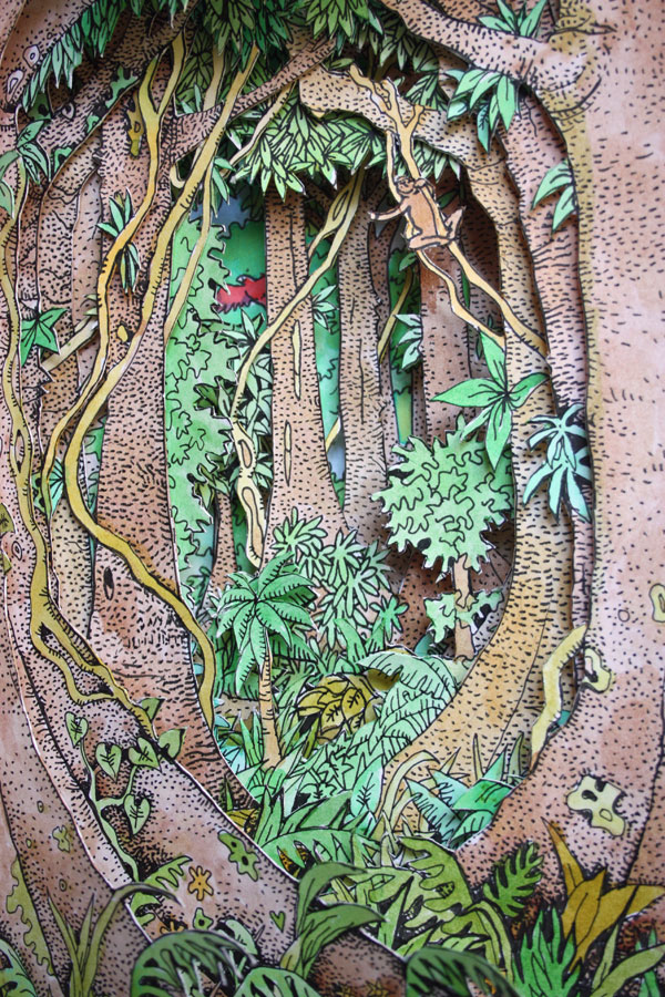 Rainforest altered book detail