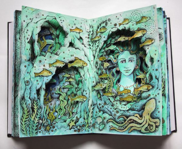 Sea Grotto Altered Book