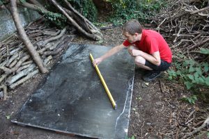 Kevin making shed base