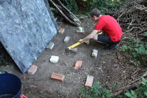 Laying the shed foundation