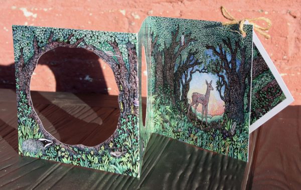 the Wood at Dusk papercut concertina card.