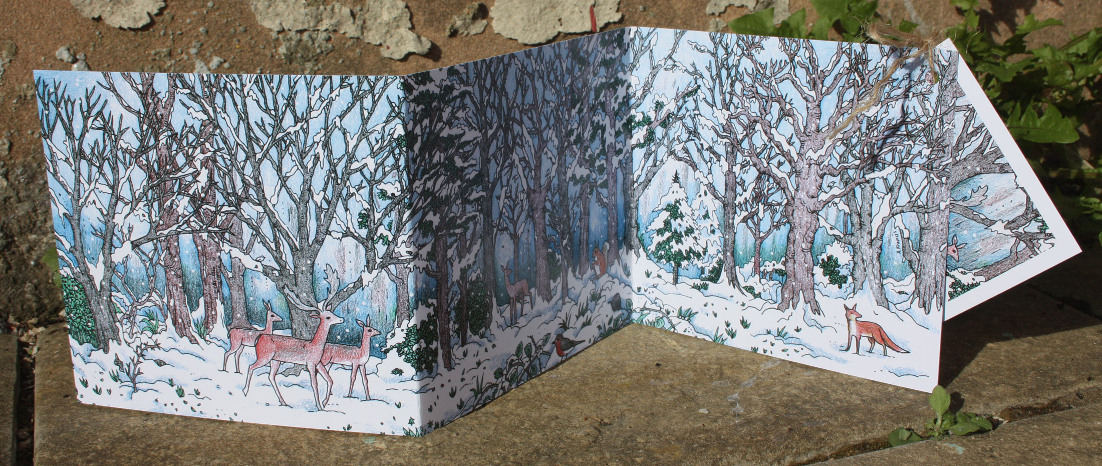 Deep in the Winter concertina card - front